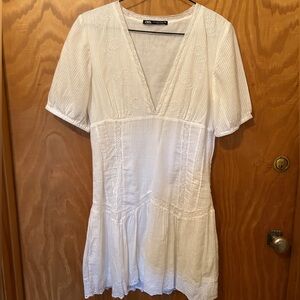 Zara Ivory V-Neck Dress